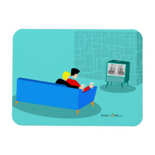 Magnet Flexible Retro Gay Couple regarder la TV Flexible Photo Mag
