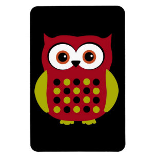Magnet Flexible Rétro hibou en rouge