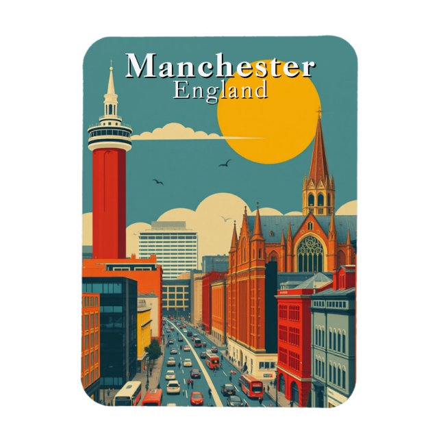 Magnet Flexible Retro Manchester Angleterre (Vertical)