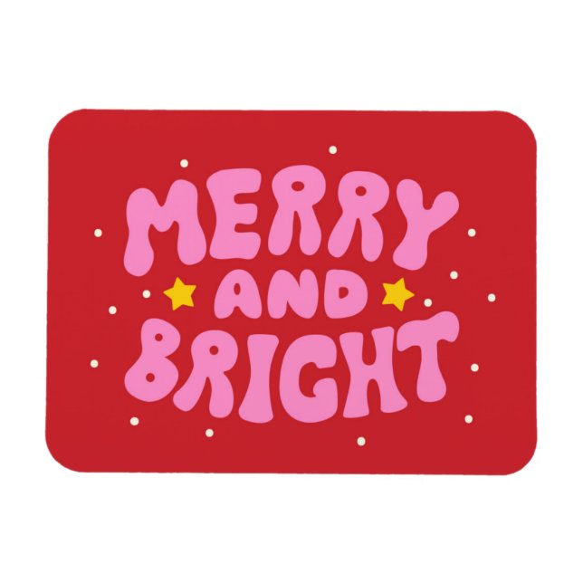Magnet Flexible Retro Merry et Bright Holiday Design (Horizontal)