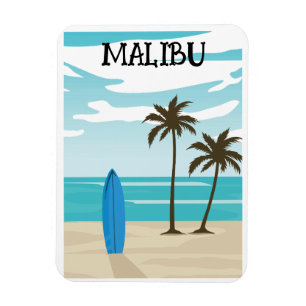 Magnet Flexible Retro Minimal Malibu California Beach Travel