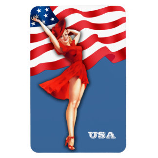Magnet Flexible Retro Patriotic Pin-Up Art Girl