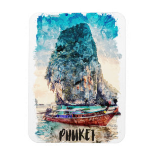 Magnet Flexible Retro Phuket Thailand Beach Peinture