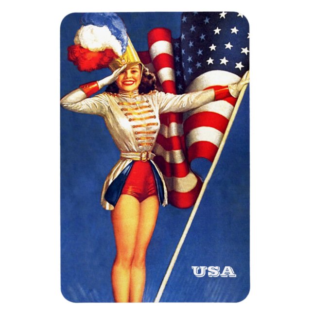 Magnet Flexible Retro Pin-Up Art USA Patriotic  (Vertical)