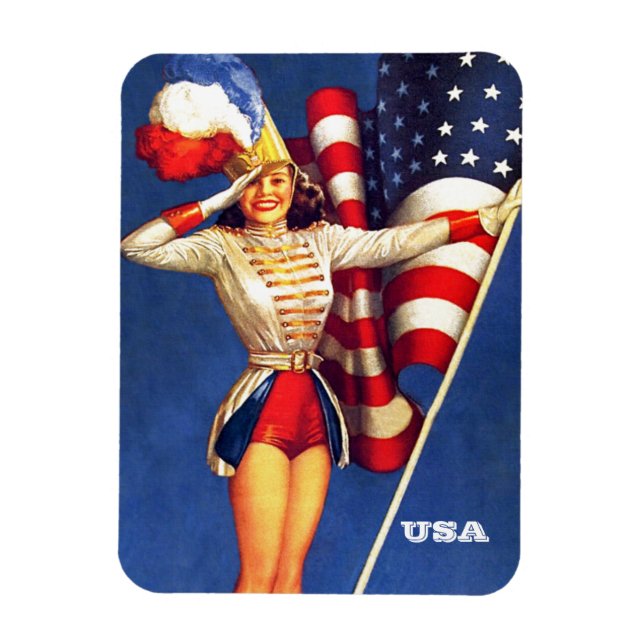 Magnet Flexible Retro Pin-Up Art USA Patriotic  (Vertical)