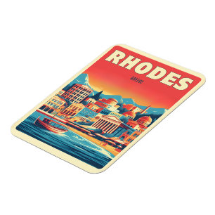 Magnet Flexible Retro Rhodes City - Grèce cadeaux de voyage