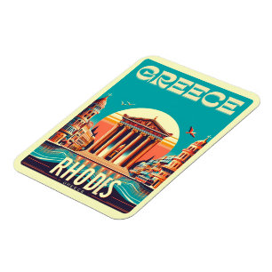 Magnet Flexible Retro Rhodes City - Grèce cadeaux de voyage