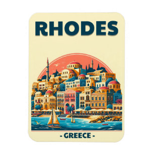 Magnet Flexible Retro Rhodes City - Grèce cadeaux de voyage