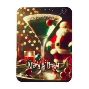 Magnet Flexible Retro Santa Noël Martini verte des années 50