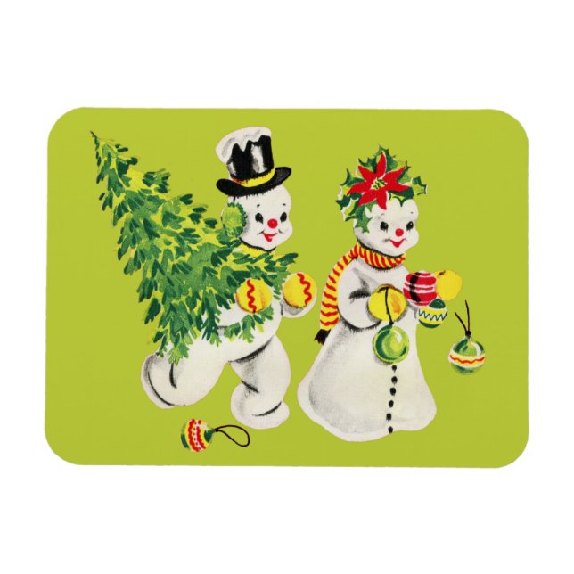 Magnet Flexible Retro Snowmen (Horizontal)