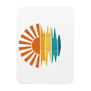 Magnet Flexible Retro Sunset Rays Wavy Vintage Retro Sunshine Sun