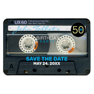 Magnet Flexible Retro T6 Audiotape 50th birthday Party FPM