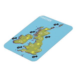 Magnet Flexible Retro TV Météo Carte des îles britanniques.