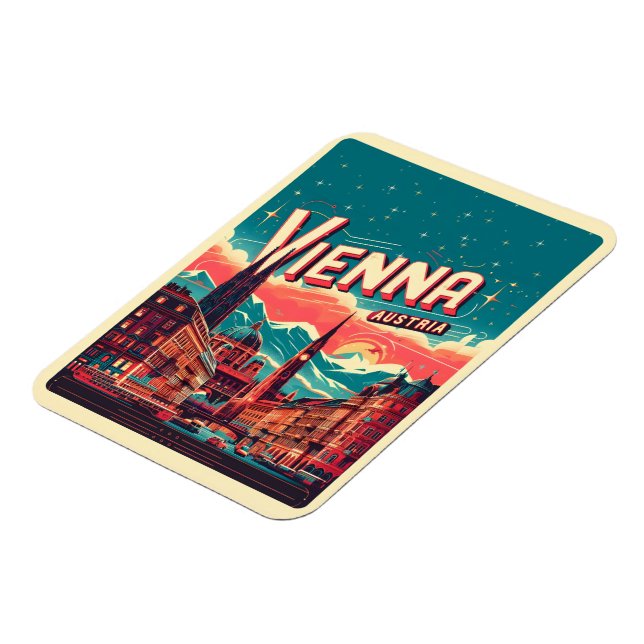 Magnet Flexible Retro Vienna City Autriche cadeaux skyline (Côté Gauche)