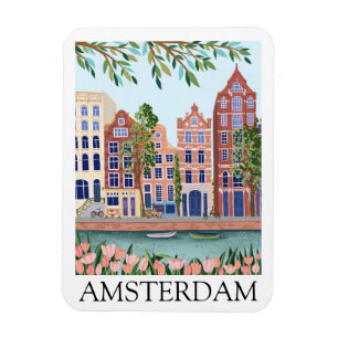 Magnet Flexible Rétro Vintage Amsterdam Pays-Bas Architecture 