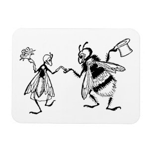 Magnet Flexible Retro Vintage noir et blanc mignon Mariage Bug drô