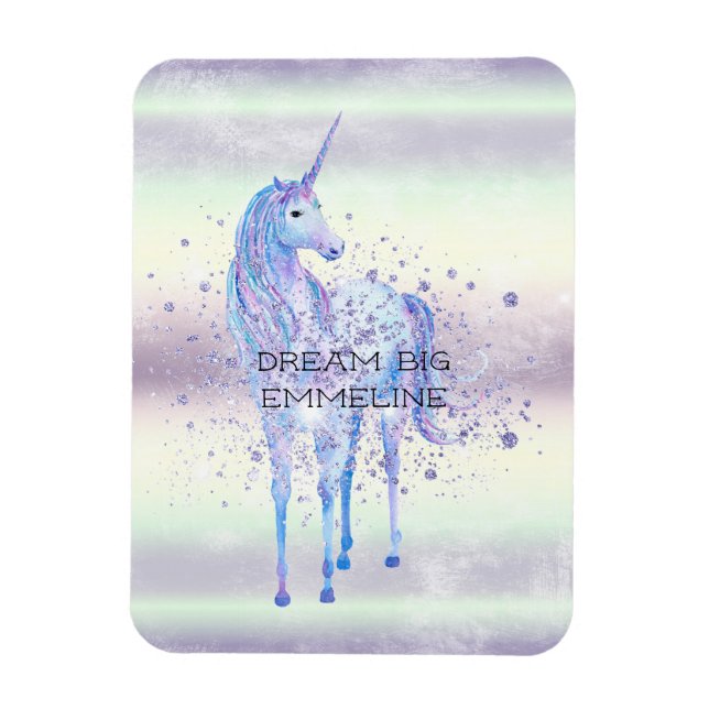Magnet Flexible Rêve de Parties scintillant de la licorne blanche  (Vertical)