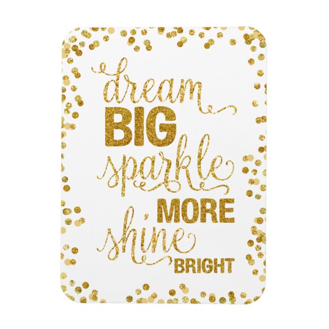 Magnet Flexible Rêve Grand Éclat Plus Éclatant Confetti Doré (Vertical)