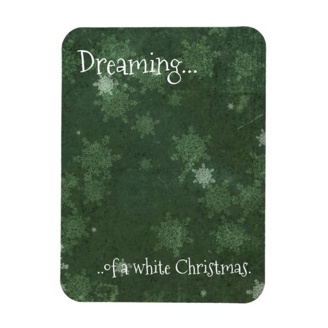 Magnet Flexible Rêver d'un blanc flocon de neige de Noël sur vert (Vertical)