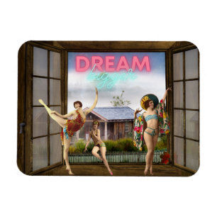 Magnet Flexible Rêvez plus grand Altered Art Danseurs Vintage