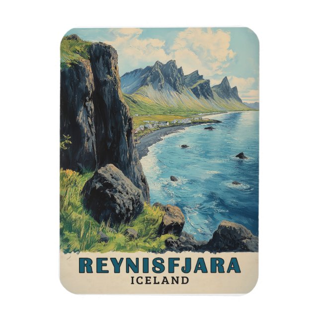 Magnet Flexible Reynisfjara Beach Islande Vintage voyage (Vertical)