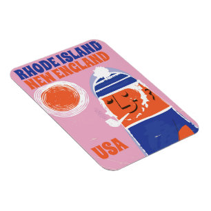 Magnet Flexible Rhode Island, poster vintage pêcheur de la Nouvell