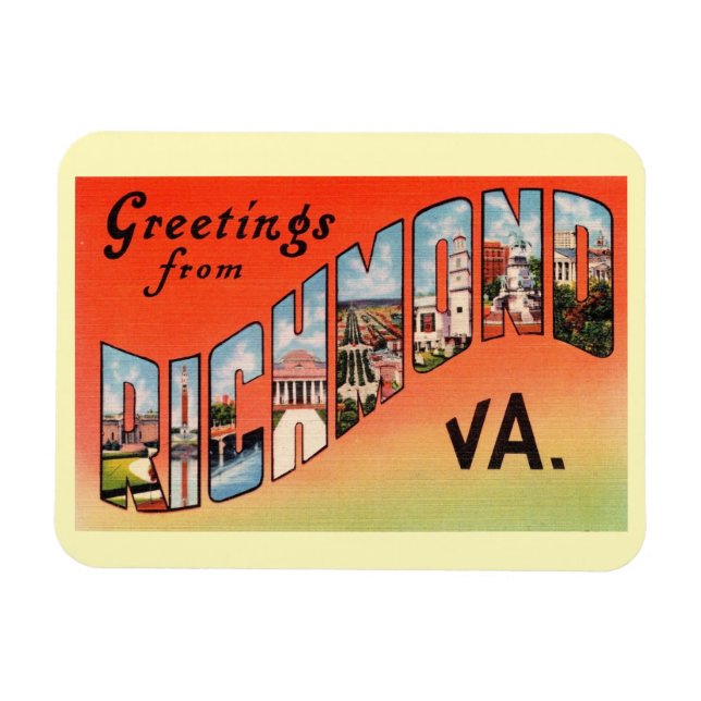 Magnet Flexible Richmond Virginia Grandes LETTRES Salutation Vinta (Horizontal)