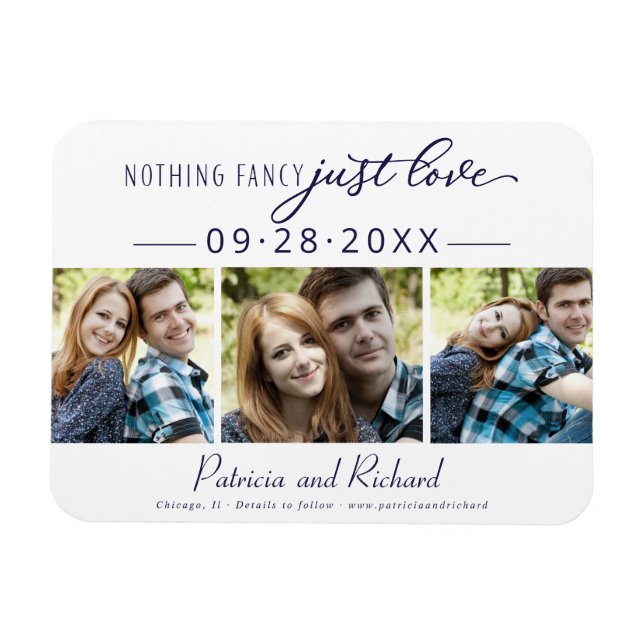 Magnet Flexible Rien De Fancy Just Love Enregistrer La Date 3 Phot (Horizontal)