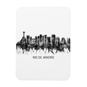 Magnet Flexible Rio de Janeiro Brésil Skyline BW