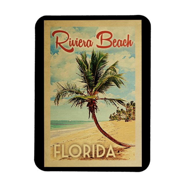 Magnet Flexible Riviera Beach Palm Tree Vintage voyage (Vertical)