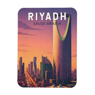 Magnet Flexible Riyadh Arabie saoudite Illustration Voyage Art Rét