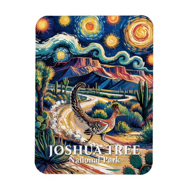 Magnet Flexible Roadrunner of Joshua Tree Van Gogh Night Custom (Vertical)