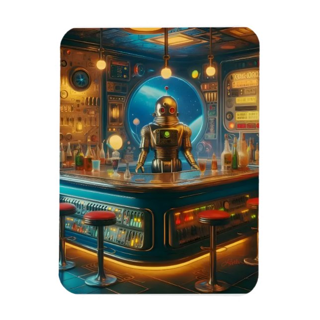 Magnet Flexible Robot Barman dans le bar interstellaire démodé de  (Vertical)