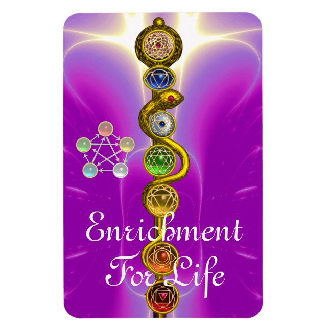 MAGNET FLEXIBLE RODE D'ASCLEPIUS 7 CHAKRAS, YOGA, ÉNERGIE SPIRITUE (Vertical)