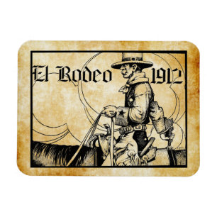 Magnet Flexible Rodeo Cowboy Country 1912 Art occidental