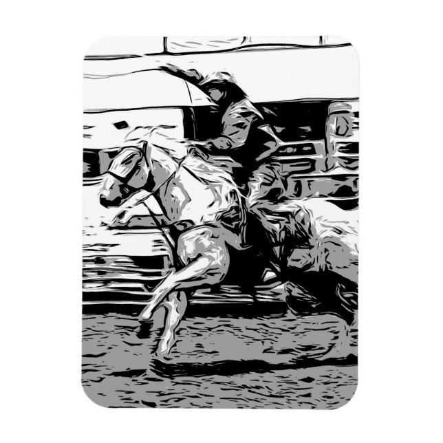 Magnet Flexible Rodeo Cowboy - Steer Roping Event (Vertical)