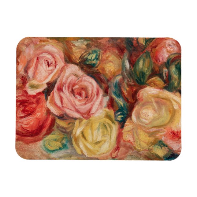 Magnet Flexible Romantic red and pink roses Pierre Auguste Renoir (Horizontal)