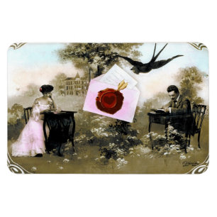 MAGNET FLEXIBLE ROMANTIC VALENTINE LETTER ,RED WAX SEAL