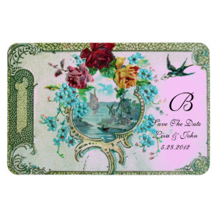 Magnet Flexible ROMANTİCA 3 MONOGRAM, Enregistrer La Date, Blanc