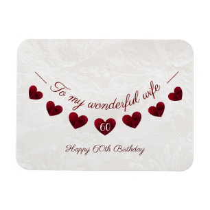Magnet Flexible Romantique 60e anniversaire Red Heart Bunting femm