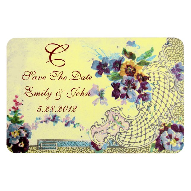 Magnet Flexible ROMANTIQUE MONOGRAMME, Sauvegarder la Date (Horizontal)