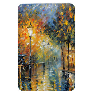 Magnet Flexible Romantique Rainy soir scène de rue impressionniste