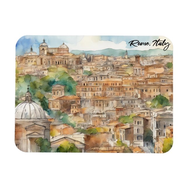 Magnet Flexible Rome Italie aquarelle peinture Panorama Vue (Horizontal)