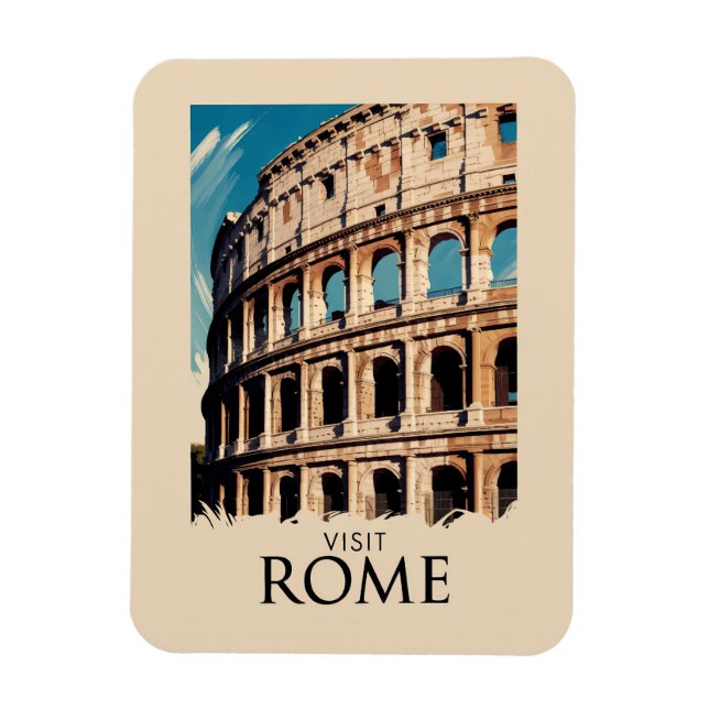Magnet Flexible Rome Italie Colisée Illustration Voyage Art (Vertical)