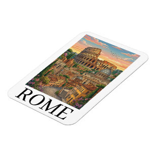 Magnet Flexible Rome Italie Colosseum Coloré Art de Voyage Rétro