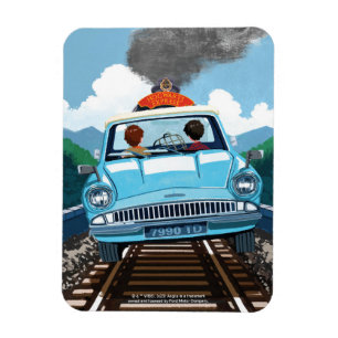 Magnet Flexible Ron & HARRY POTTER™ en voiture volante vers HOGWAR
