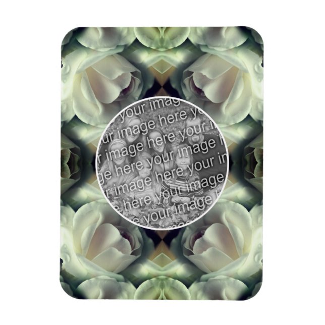 Magnet Flexible Rose blanche Floral Abstrait Ajouter votre propre  (Vertical)