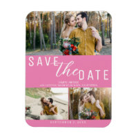 Rose Bubble Gum Enregistrer la date Mariage 3 Phot