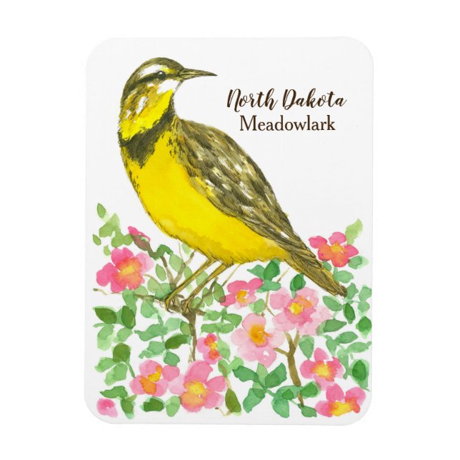 Magnet Flexible Rose des Prairies sauvages Meadowlark Dakota du No (Vertical)