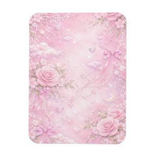 Magnet Flexible Rose Florale Rose Rêveuse Perles Rubans Paillettes